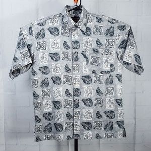 UBU Mens L Grey Leaves Short Sleeve Shirt